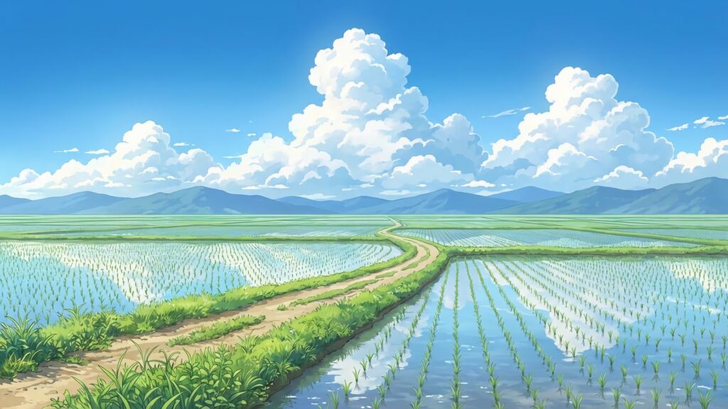 青空と田んぼ