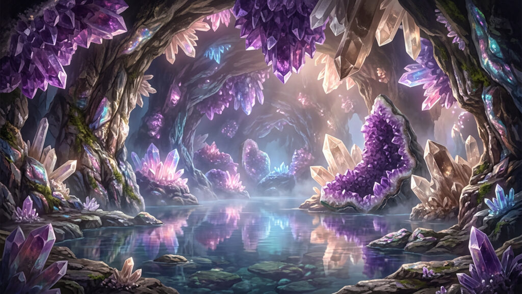 深淵の鍾乳洞の背景イラストのフリー素材