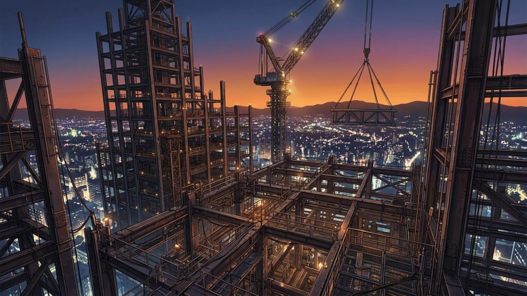 高層ビルの建設現場｜差分あり