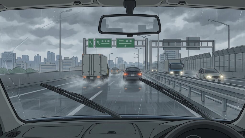 雨の日の高速道路