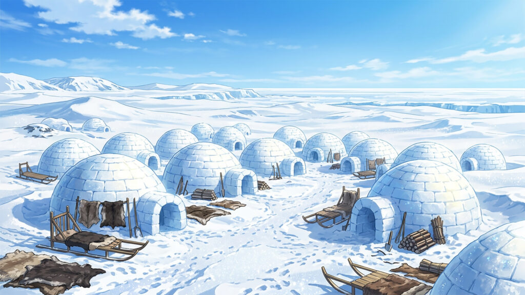 イグルーの集落｜差分の背景イラストのフリー素材
