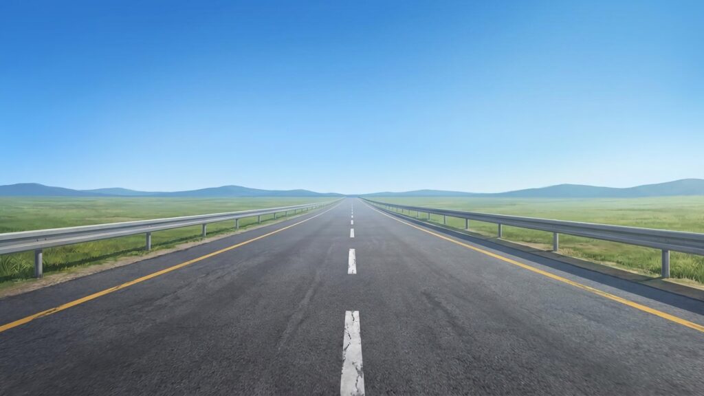 田舎の大きな道路