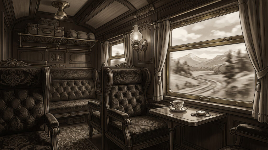 豪華列車の客室｜セピア調