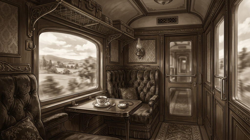 豪華列車の客室｜セピア調