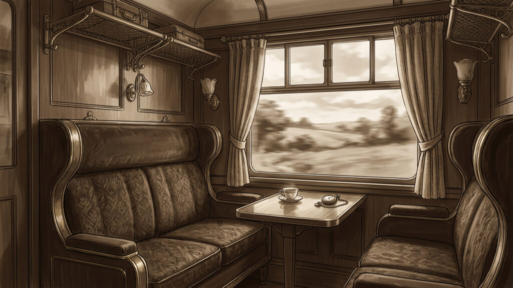 豪華列車の客室｜セピア調