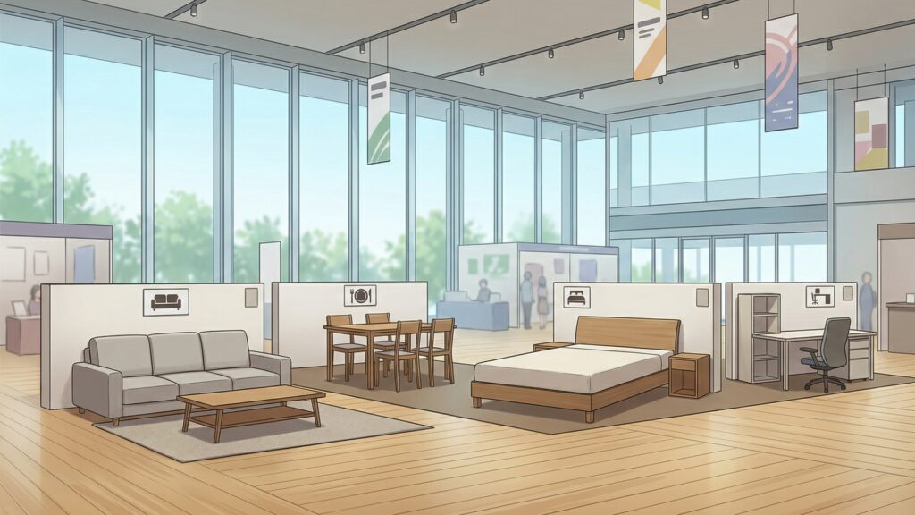 家具の新製品展示場
