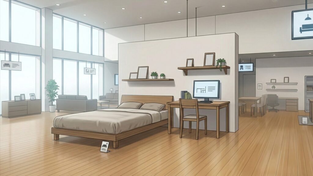 家具の新製品展示場