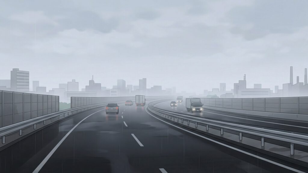 雨の日の高速道路
