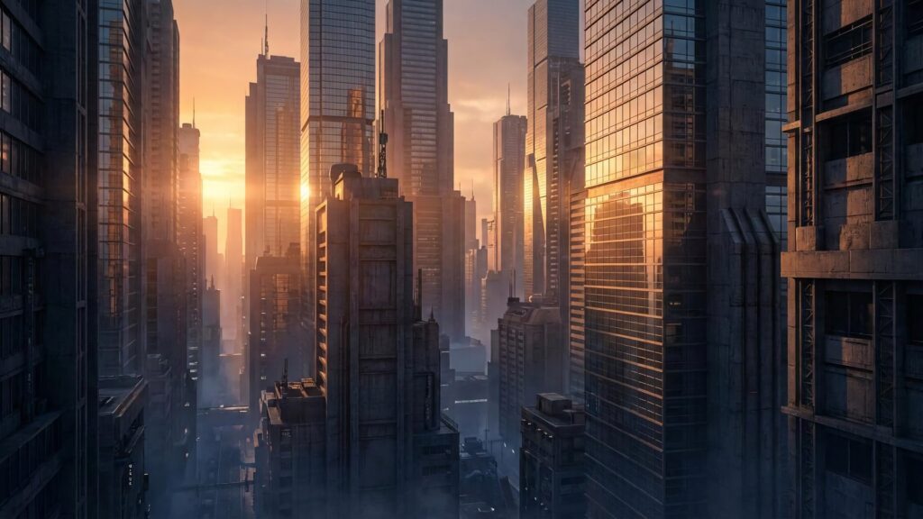 SF世界のビル群