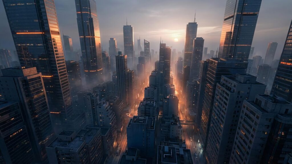 SF世界のビル群