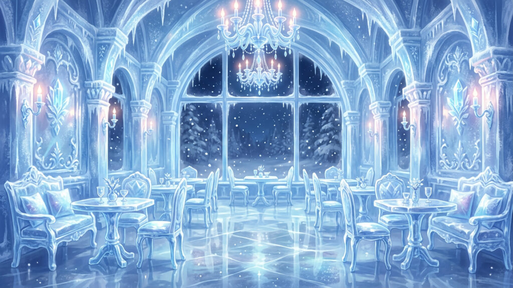 冬のゆめかわドリームコアの背景イラストのフリー素材