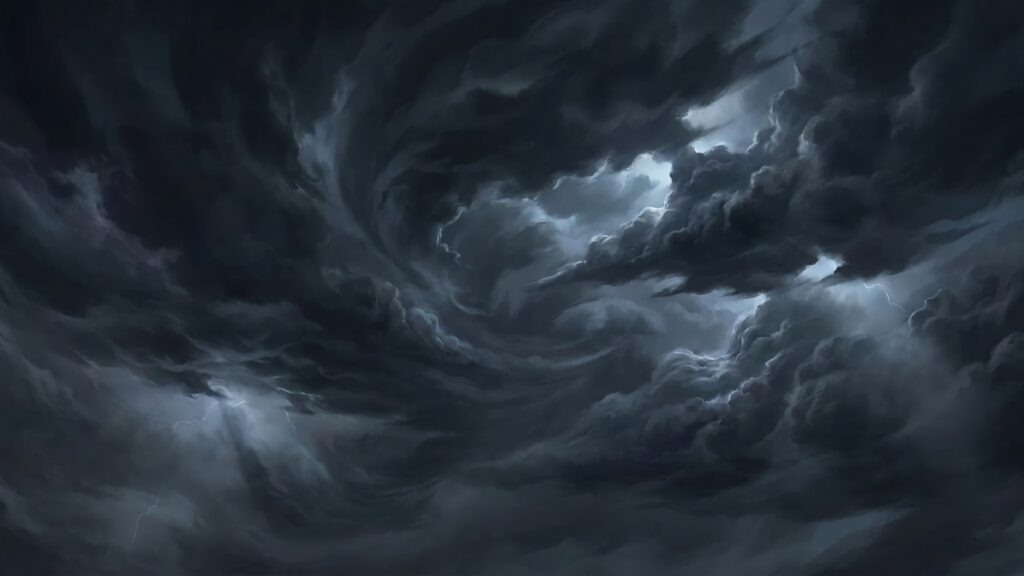 強い風の吹く空