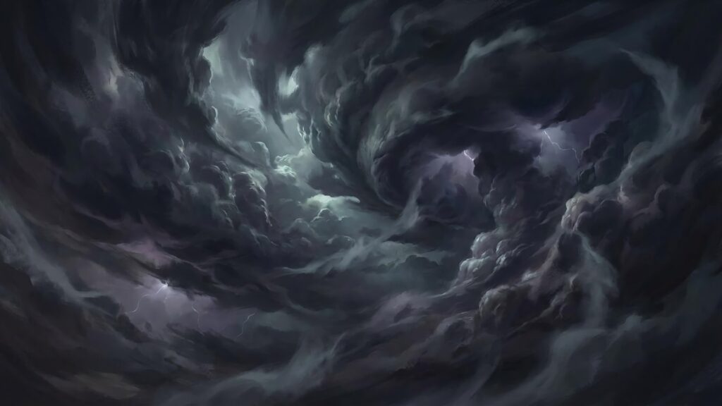 強い風の吹く空