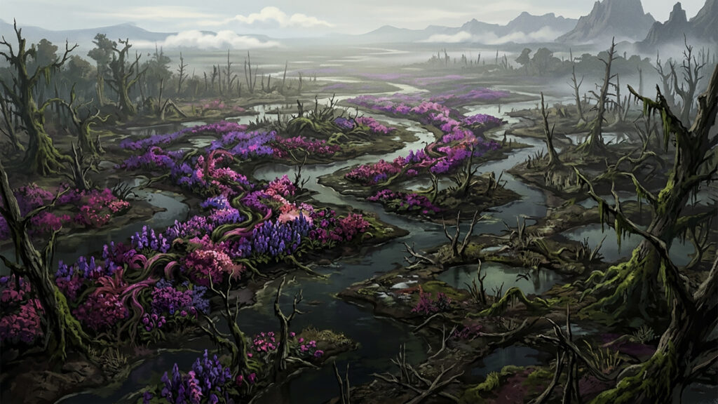 毒花が群生する沼地