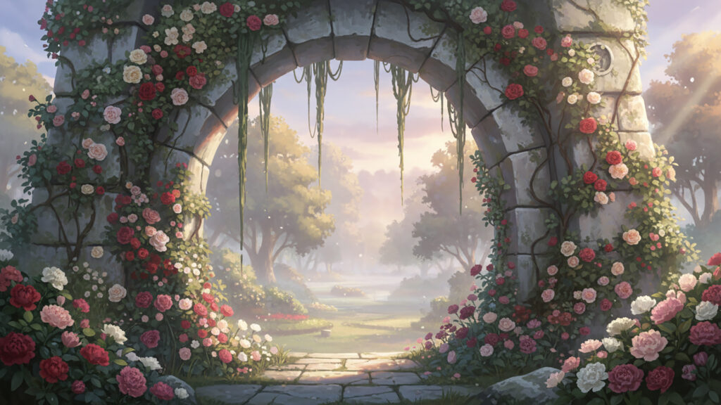 薔薇とカーネーションのアーチ