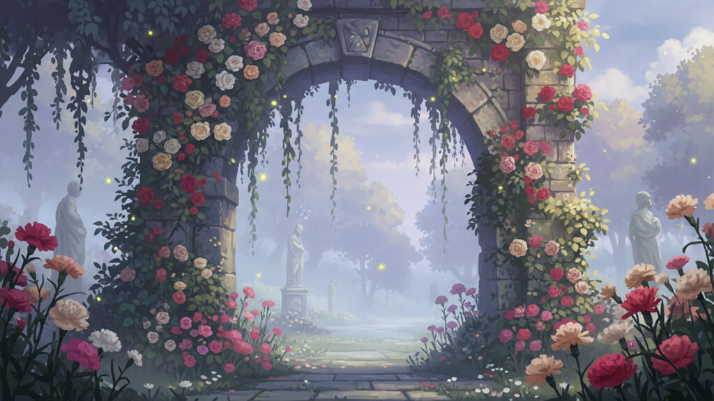 薔薇とカーネーションのアーチ