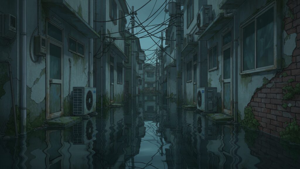 浸食された裏路地