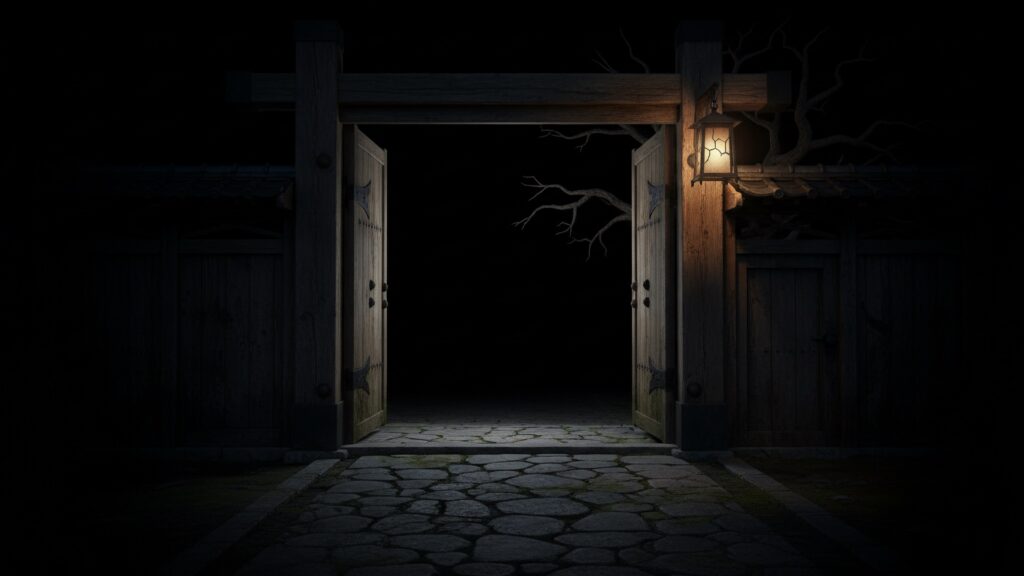 真夜中の帰宅_門扉