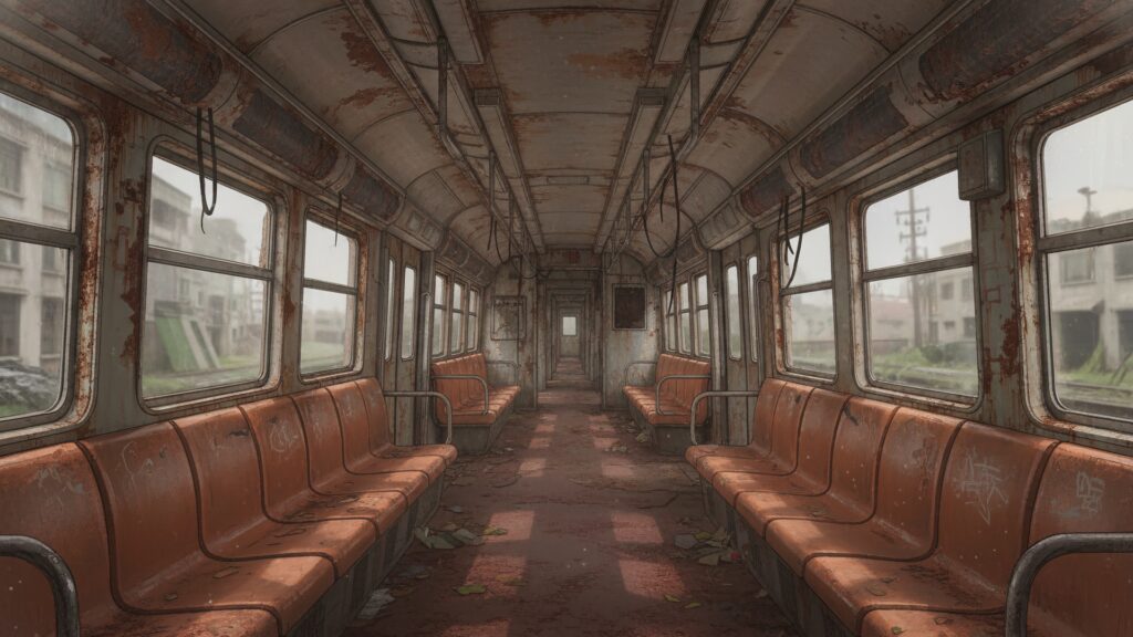 錆びた通勤電車_昼