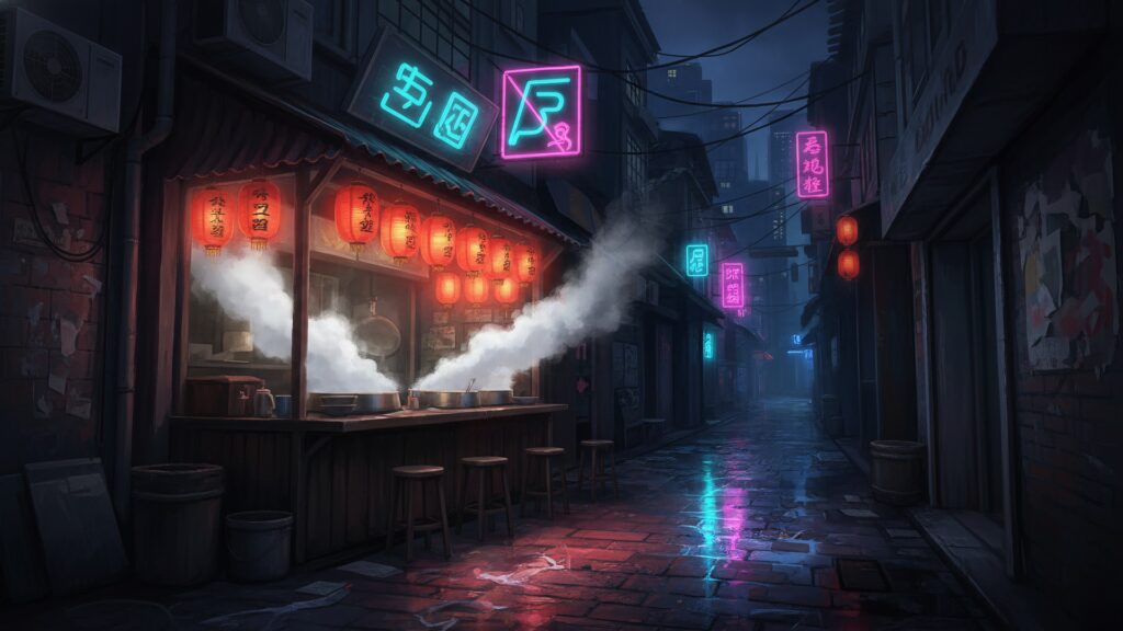 湯気の立つ屋台_外観