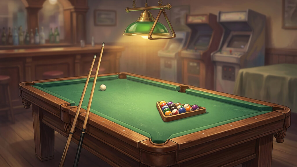 ビリヤード台がある遊技場