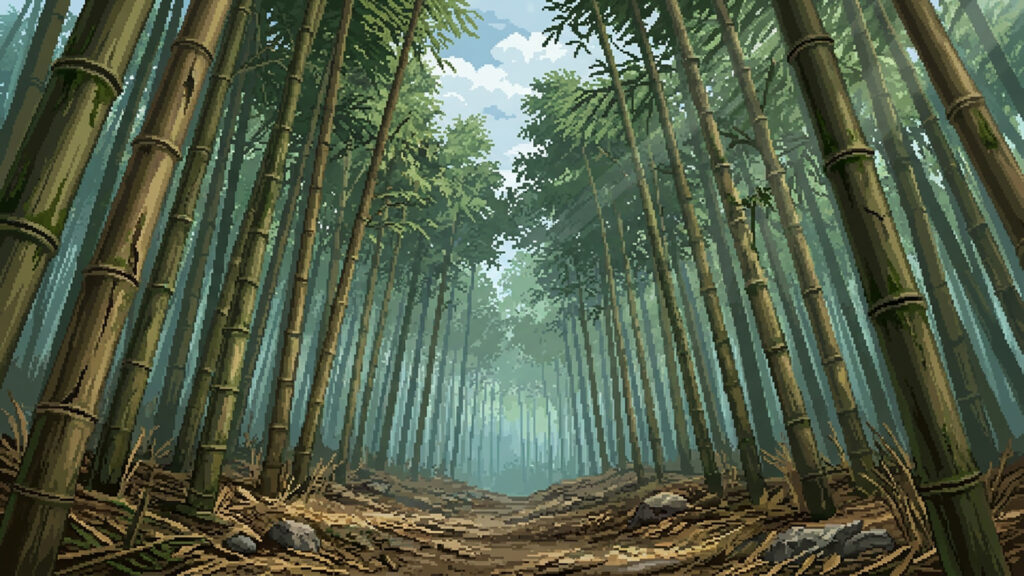 そよ風に揺れる竹林｜ドット絵風