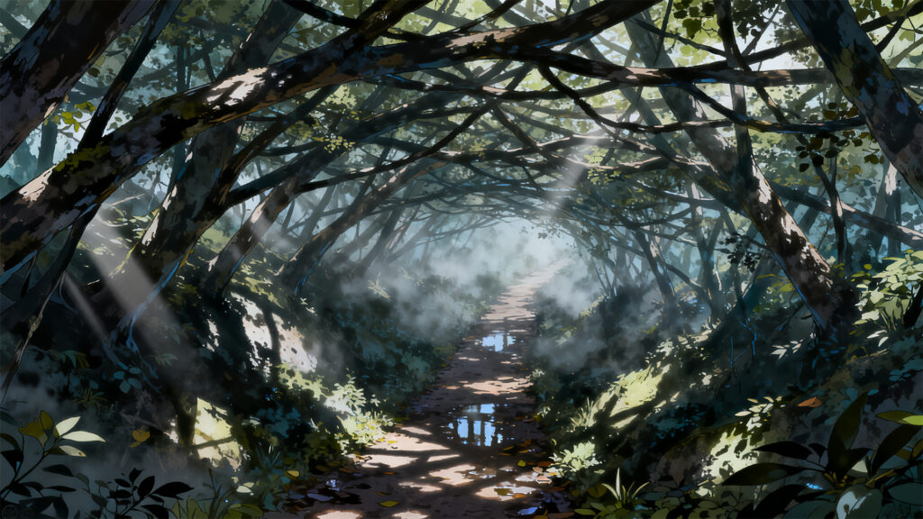 迷宮の樹海の背景イラストのフリー素材