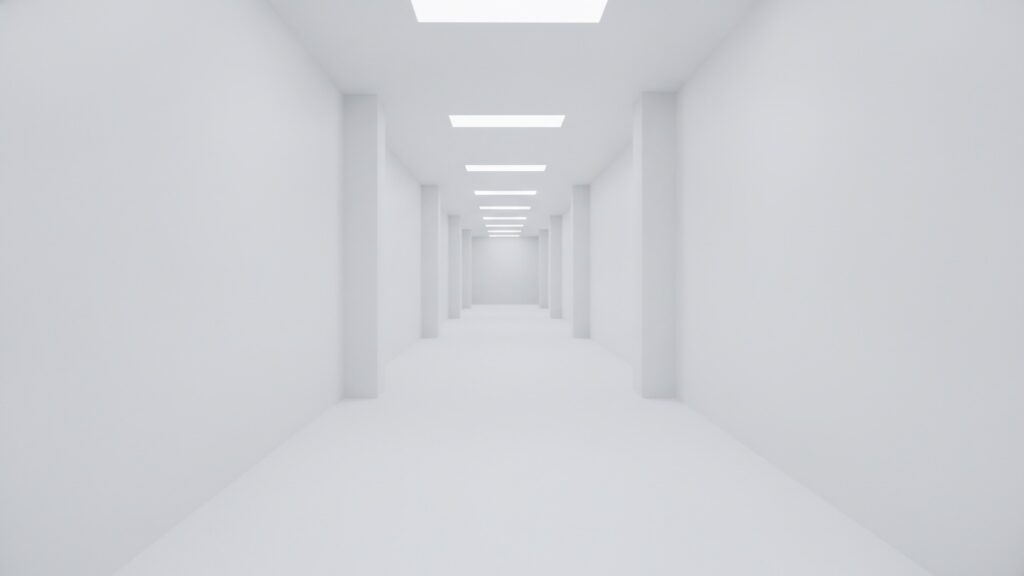 無機質な白い通路