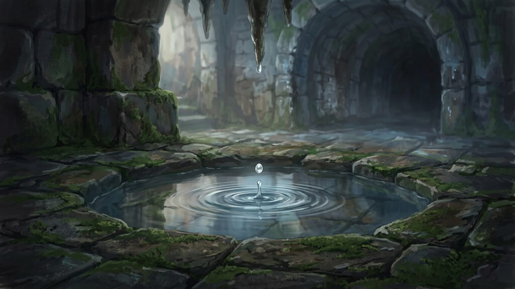 ダンジョンの水たまりと滴る水滴