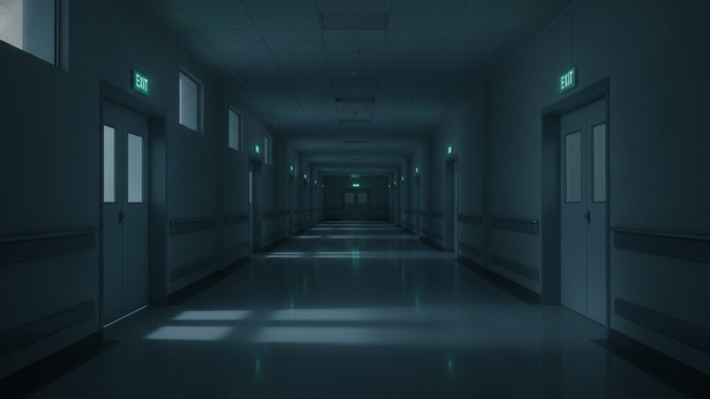 夜の病棟廊下_静寂
