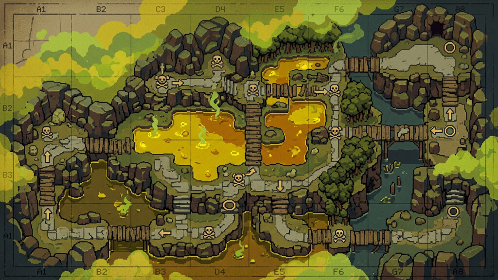 有毒ガスが立ち込める黄色い沼地｜ドット絵風