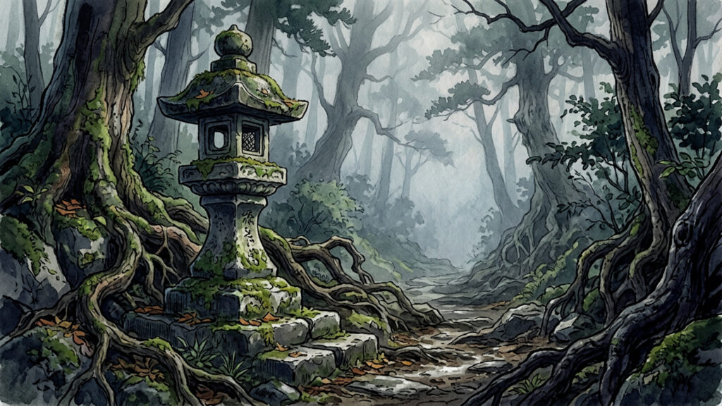 霧に包まれた神秘の山道