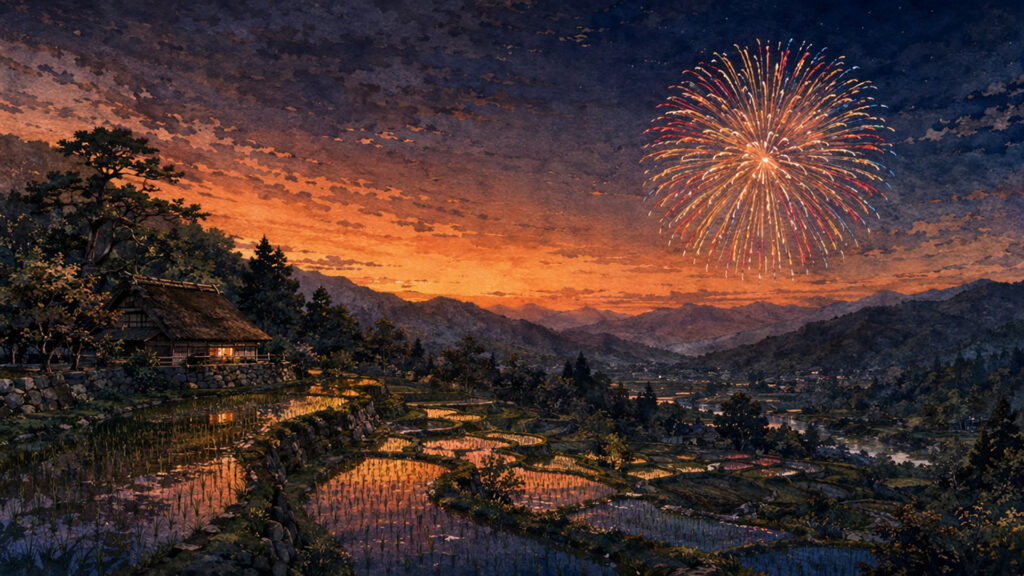 黄昏の一番乗り花火