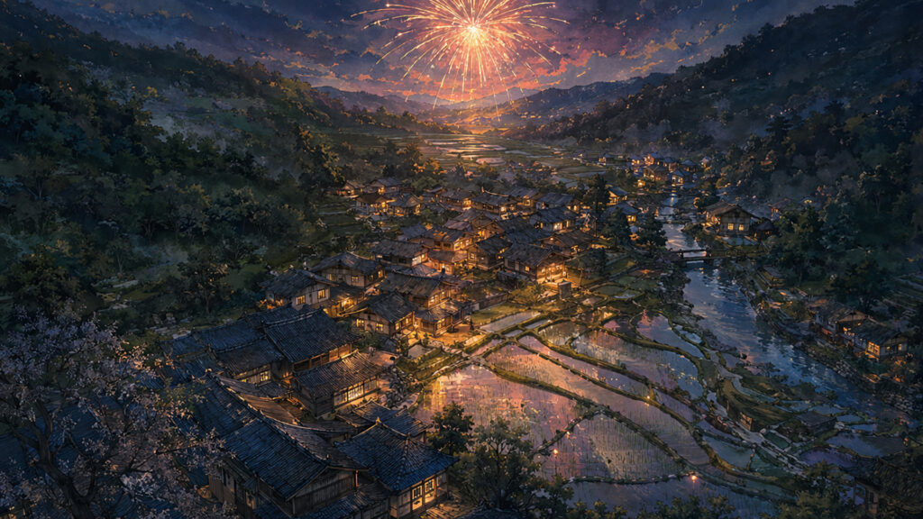 黄昏の一番乗り花火