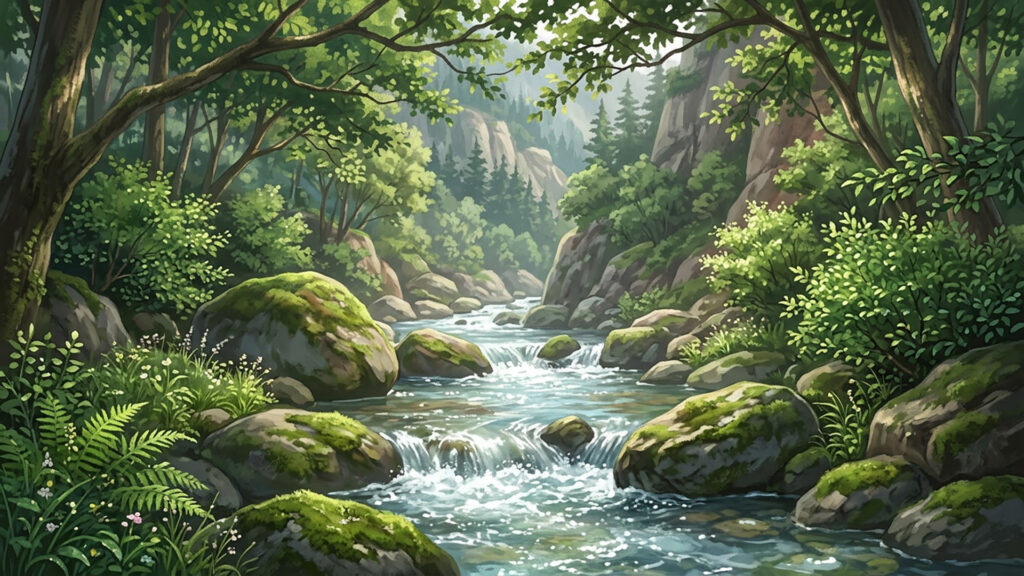 爽やかな緑の渓谷