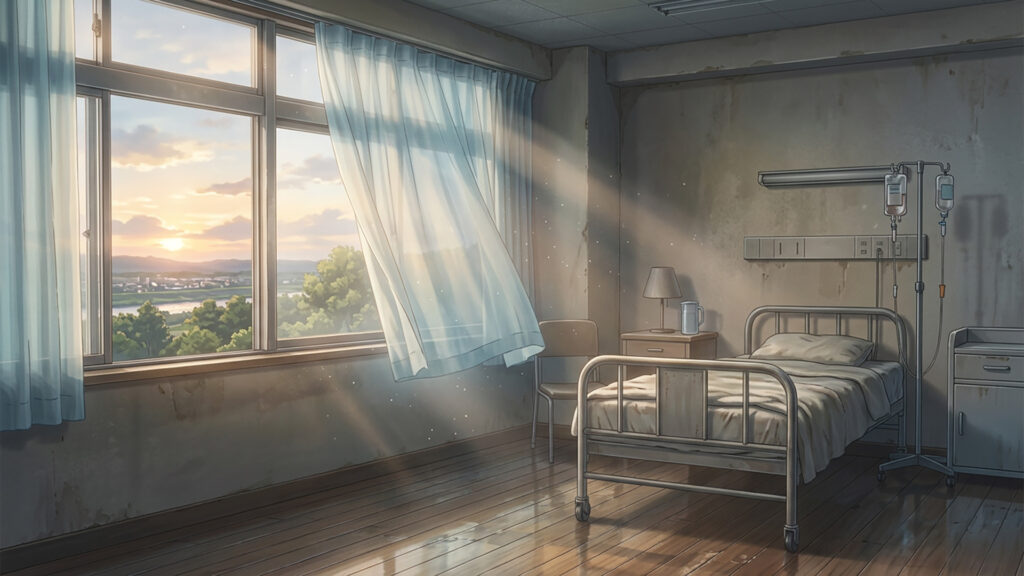 病室の窓際の風景