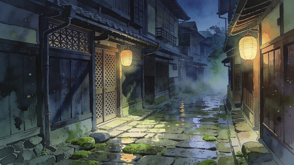 京都祇園風・情緒ある町並み背景