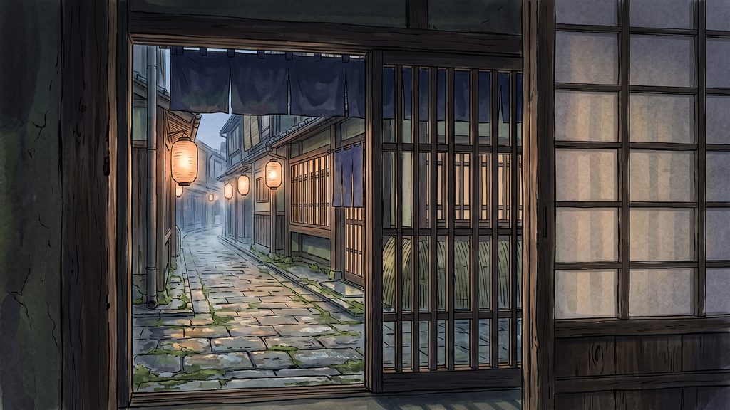 京都祇園風・情緒ある町並み背景