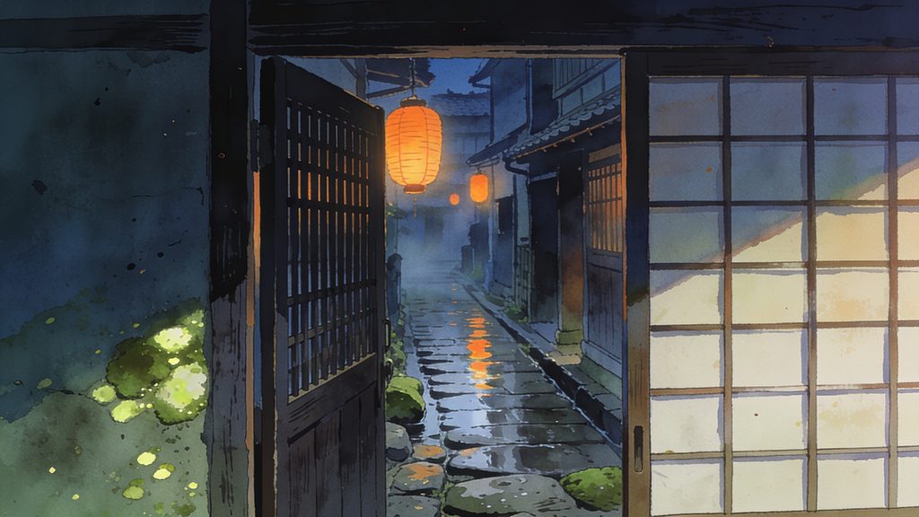 京都祇園風・情緒ある町並み背景