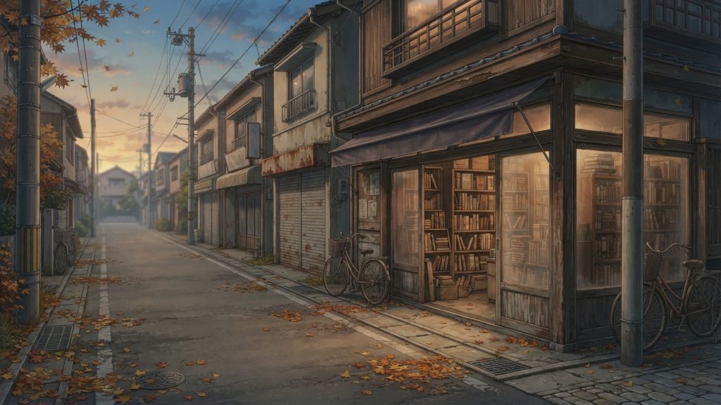 夕暮れ古書店奇譚｜秋の古書店と静かな街角